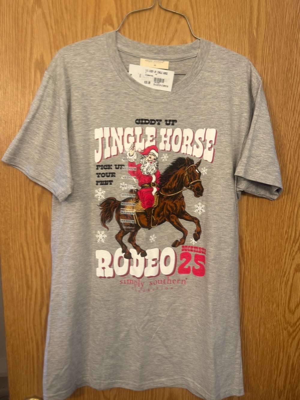 Simply Southern Gray 'Jingle Horse Rodeo' Short Sleeve Graphic Tee